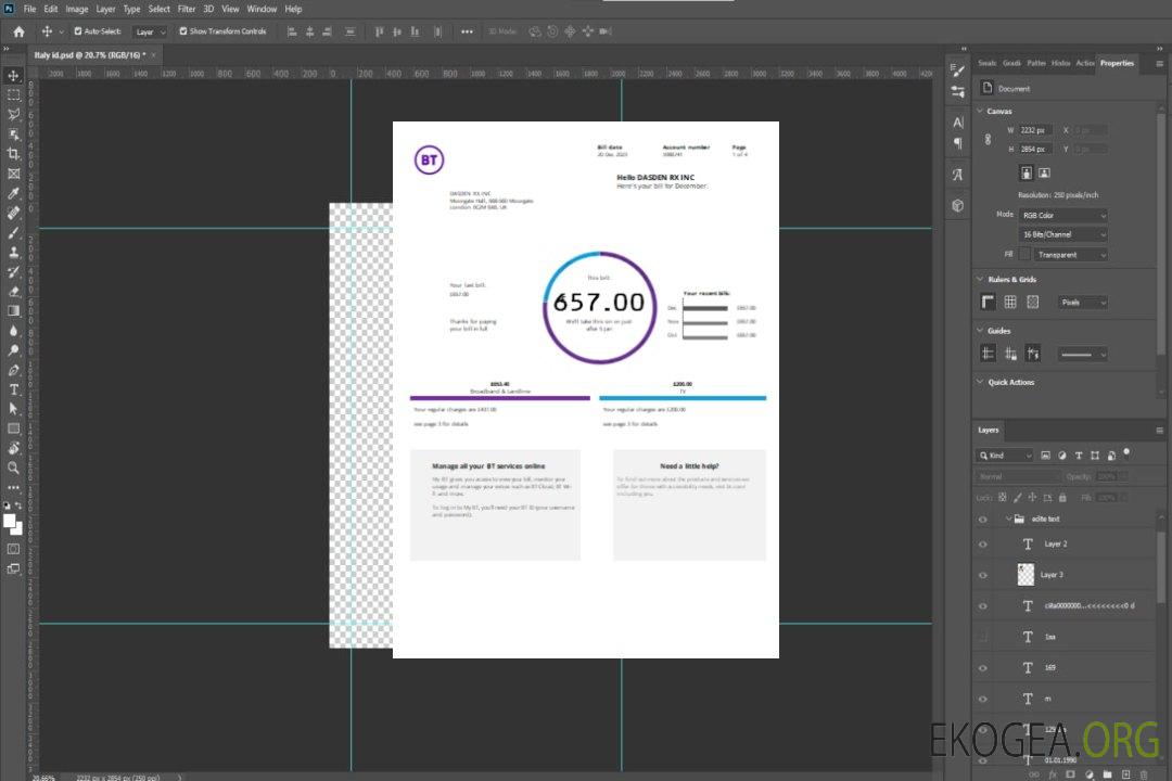 Facture commerciale des services publics de télécommunications BT, SCR template Facture commerciale des services publics de télécommunications BT, SCR template
